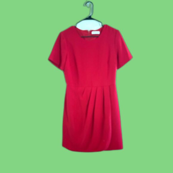 Club Monaco Lynndalyn short sleeve pleated red dress - Picture 1 of 6